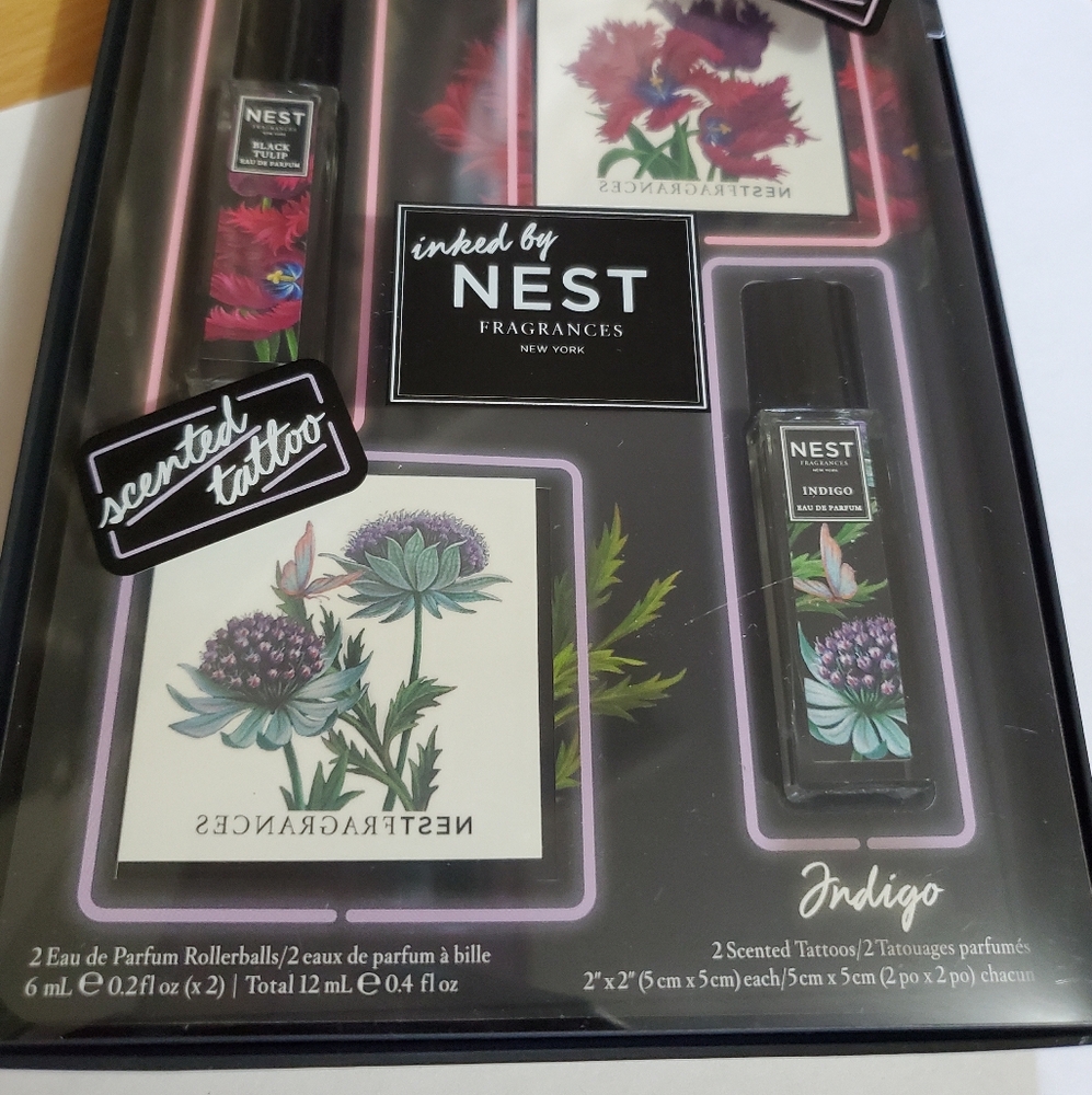 Nest Black Tulip & Indigo Roller Ball With Scented Tattoo Set. New - Picture 2 of 6